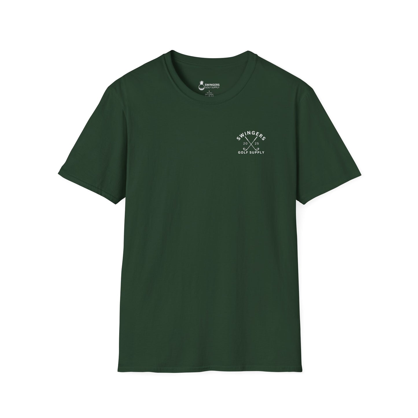 Green t-shirt with a logo on a white background