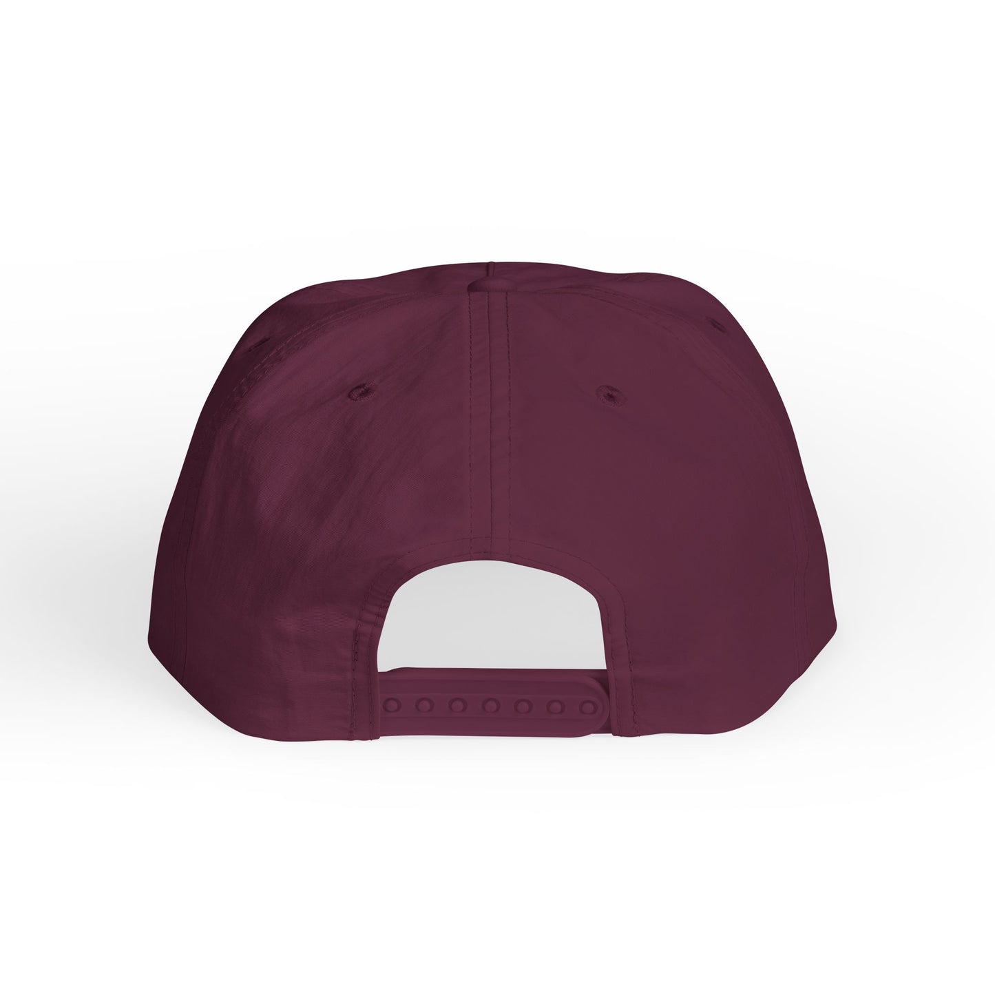 Maroon cap with a white patch on a white background