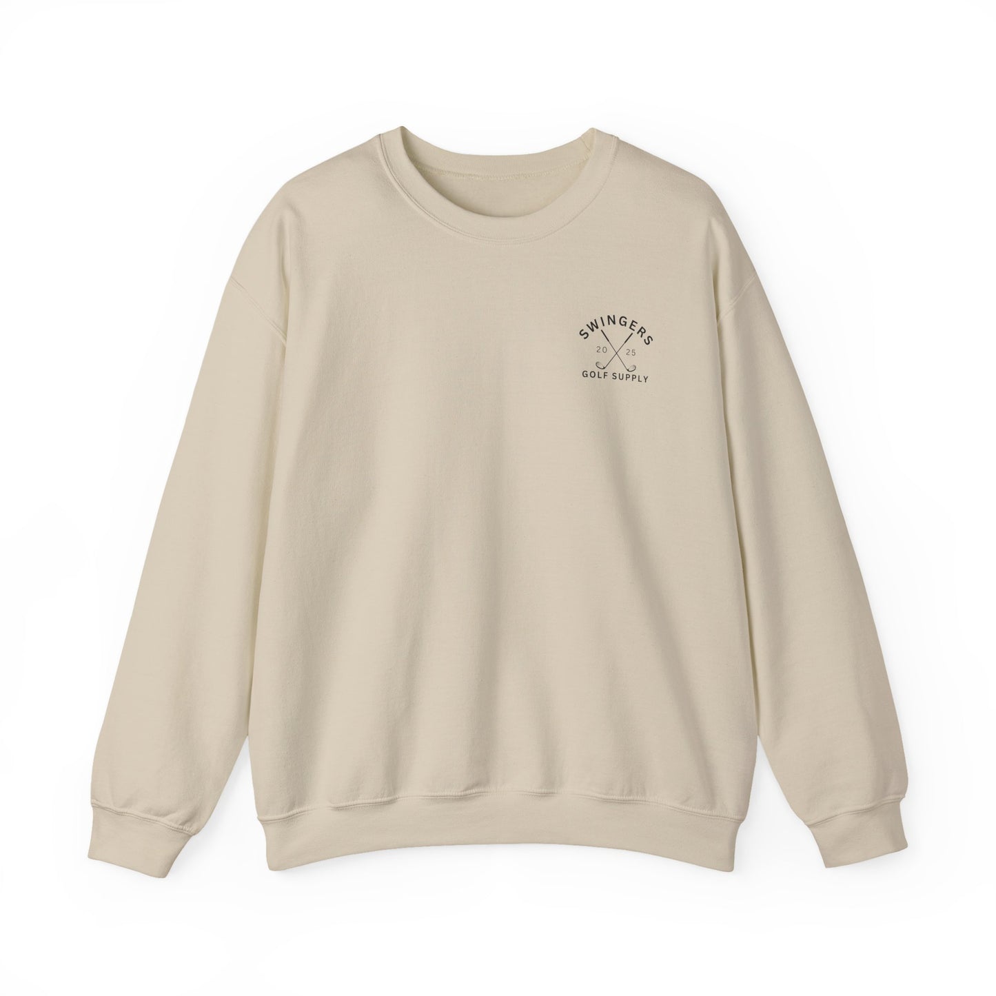 Beige sweatshirt with a logo on a white background