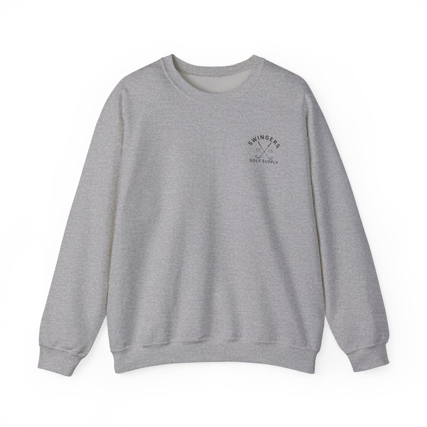 Gray sweatshirt with a logo on a white background