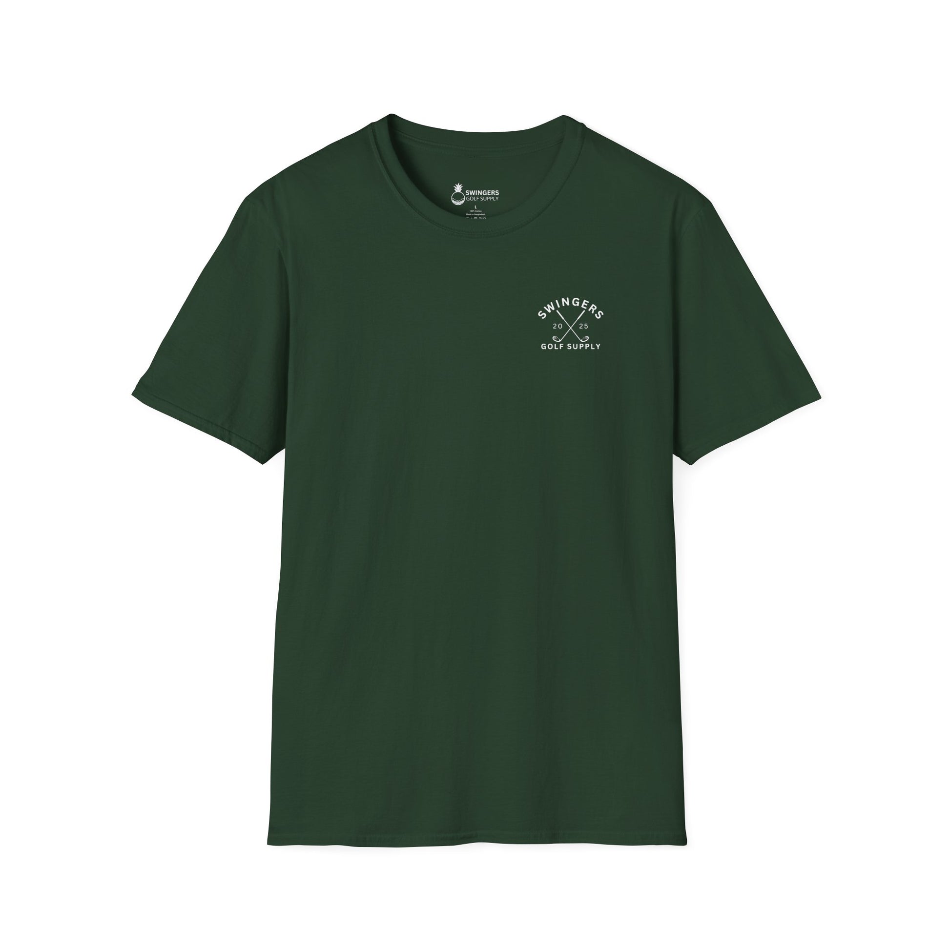 Green t-shirt with a logo on a white background