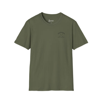 Green t-shirt with a logo on a white background