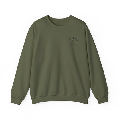 Green sweatshirt with a logo on a white background