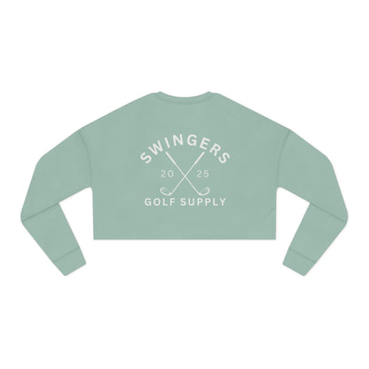 Light green crop top with 'Swingers Golf Supply' text on a white background