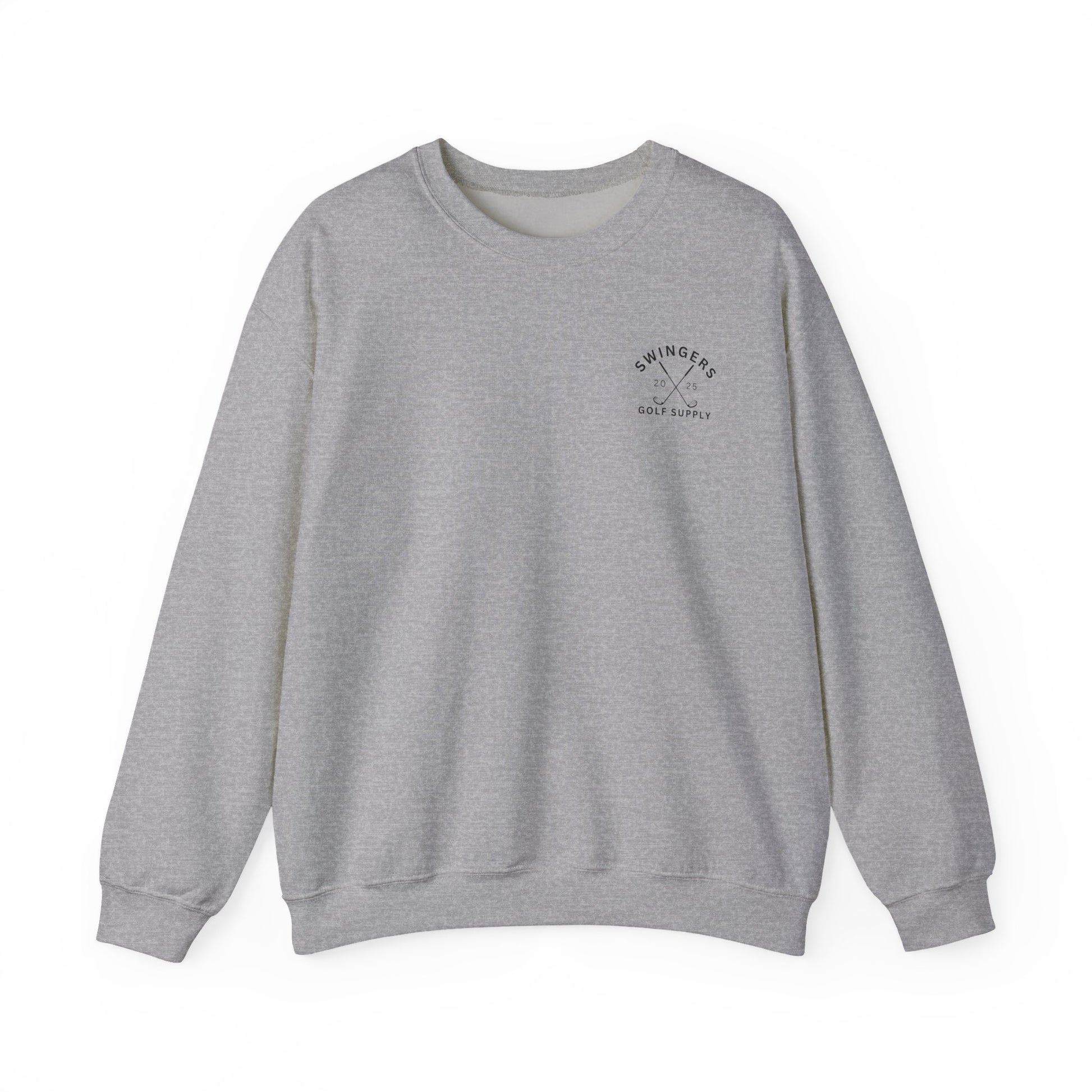 Gray sweatshirt with a logo on a white background
